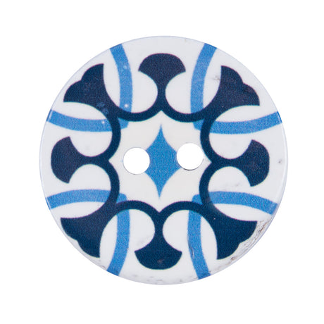 Italian Blue and White Coconut Button - 48L/30.5mm