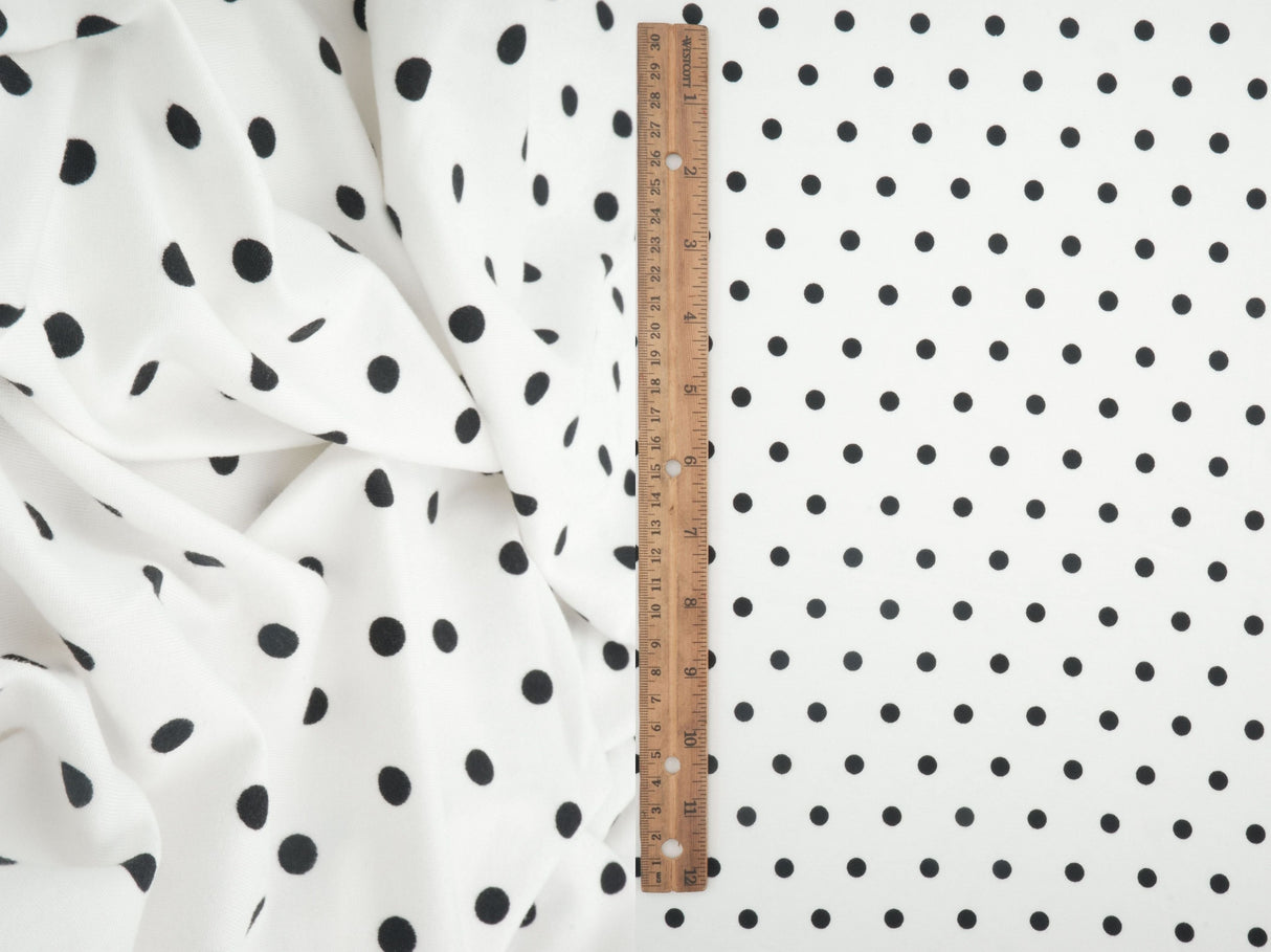 Polka Dot Brushed Knit Ivory Black
