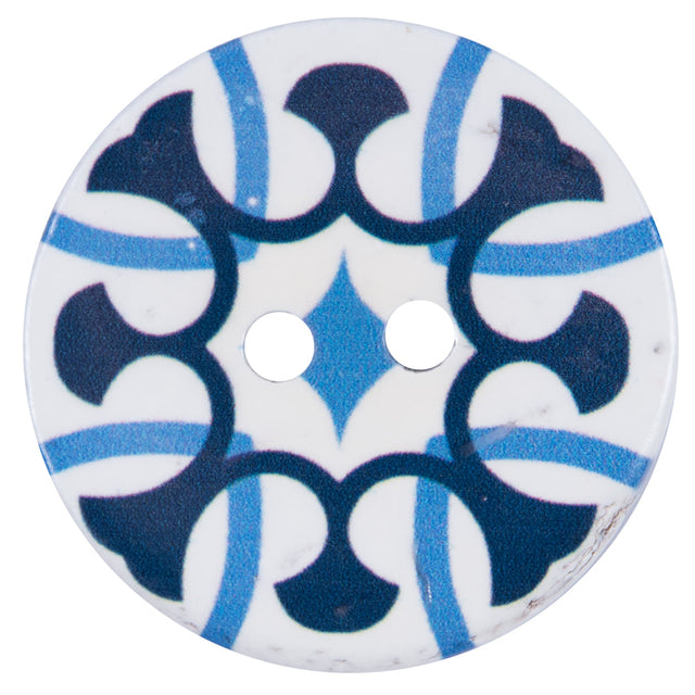Italian Blue and White Coconut Button - 64L/40.5mm