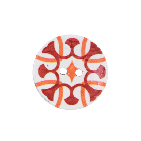 Italian Red, Orange and White Coconut Button - 36L/23mm