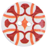 Italian Red, Orange and White Coconut Button - 64L/40.5mm