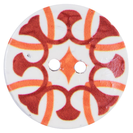 Italian Red, Orange and White Coconut Button - 64L/40.5mm