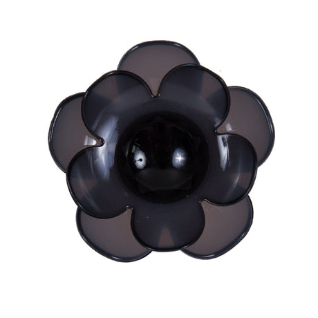 Italian Black Floral Shank-Back Button - 48L/30.5mm
