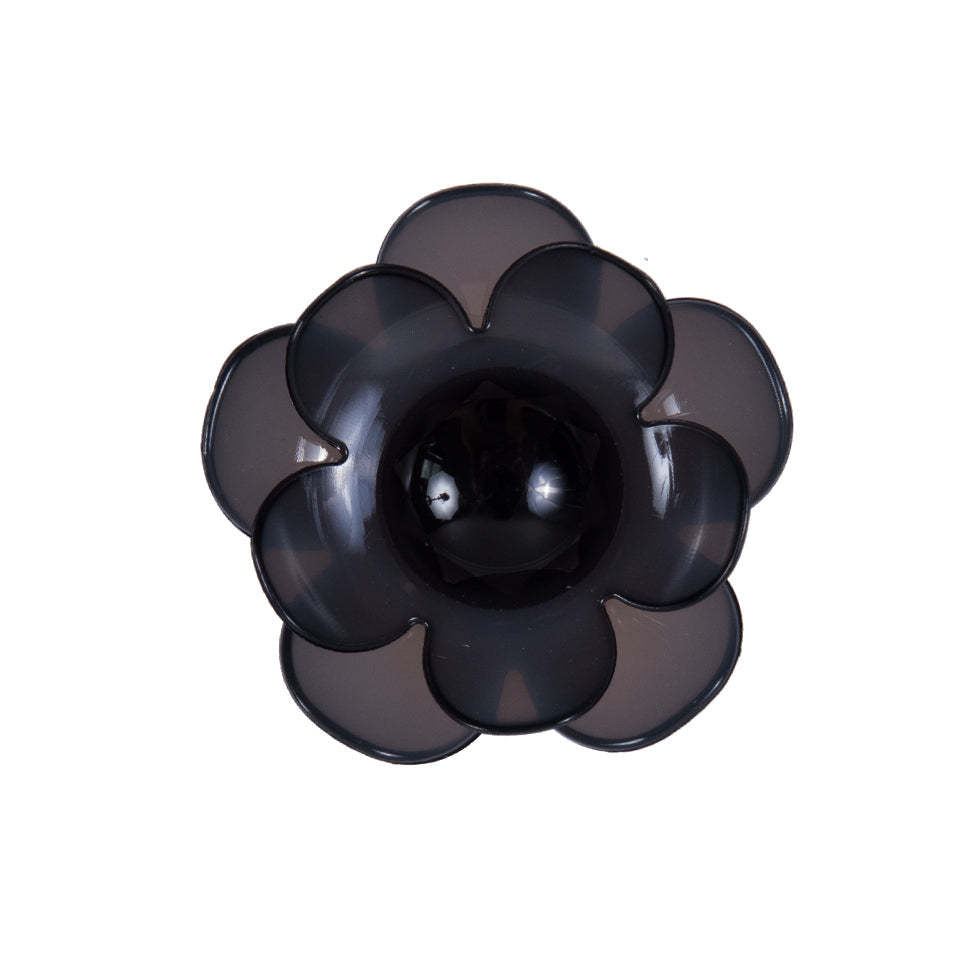 Italian Black Floral Shank-Back Button - 40L/25.5mm