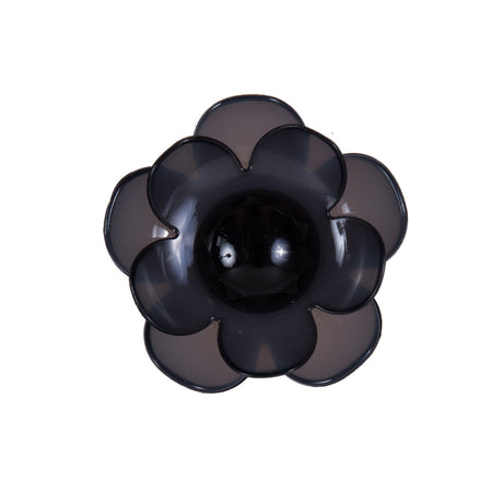 Italian Black Floral Shank-Back Button - 40L/25.5mm