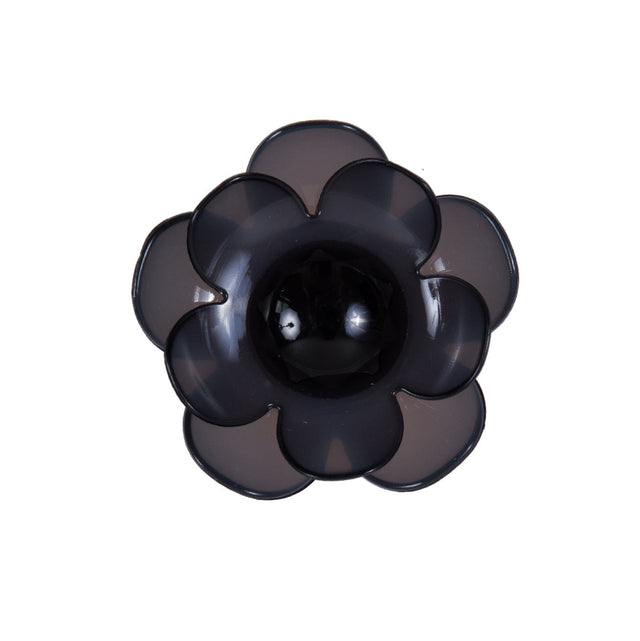 Italian Black Floral Shank-Back Button - 40L/25.5mm