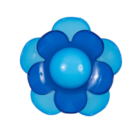 Italian Blue Floral Shank-Back Button - 48L/30.5mm