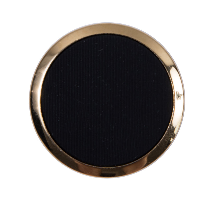 Italian Black and Gold Plastic Shank-Back Button - 44L/28mm