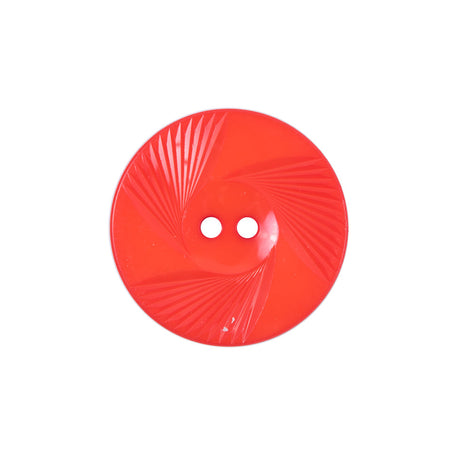 Plastic 2-Hole Button Made in Italy - 36L/23mm - Red Orange Fanning Rays