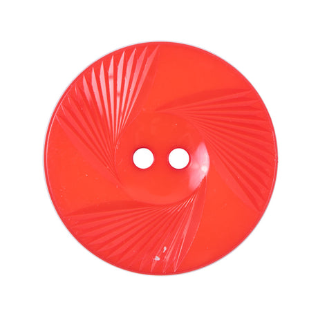 Plastic 2-Hole Button Made in Italy - 44L/28mm - Red Orange Fanning Rays