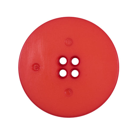 Plastic 4-Hole Button Made in Italy - 44L/28mm - Red Woven Texture Stripes Embossed