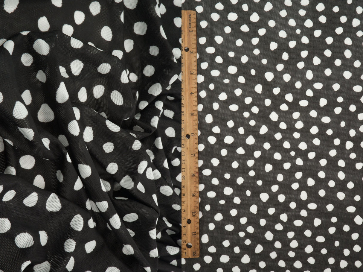 Mesh Digital Dot Print Black Ivory