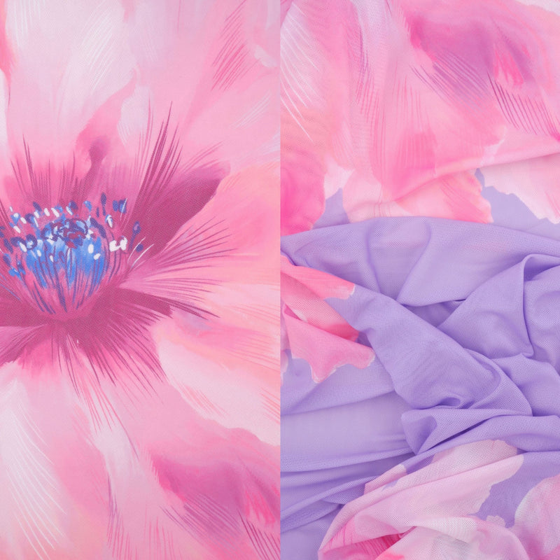Floral Printed Mesh Stretch Fabric