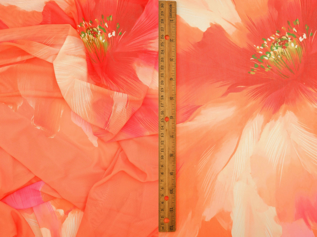 Floral Printed Mesh Stretch Fabric