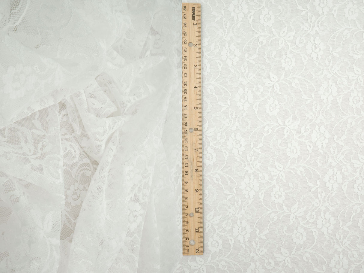 Floral Lace Ivory Stretch Lace