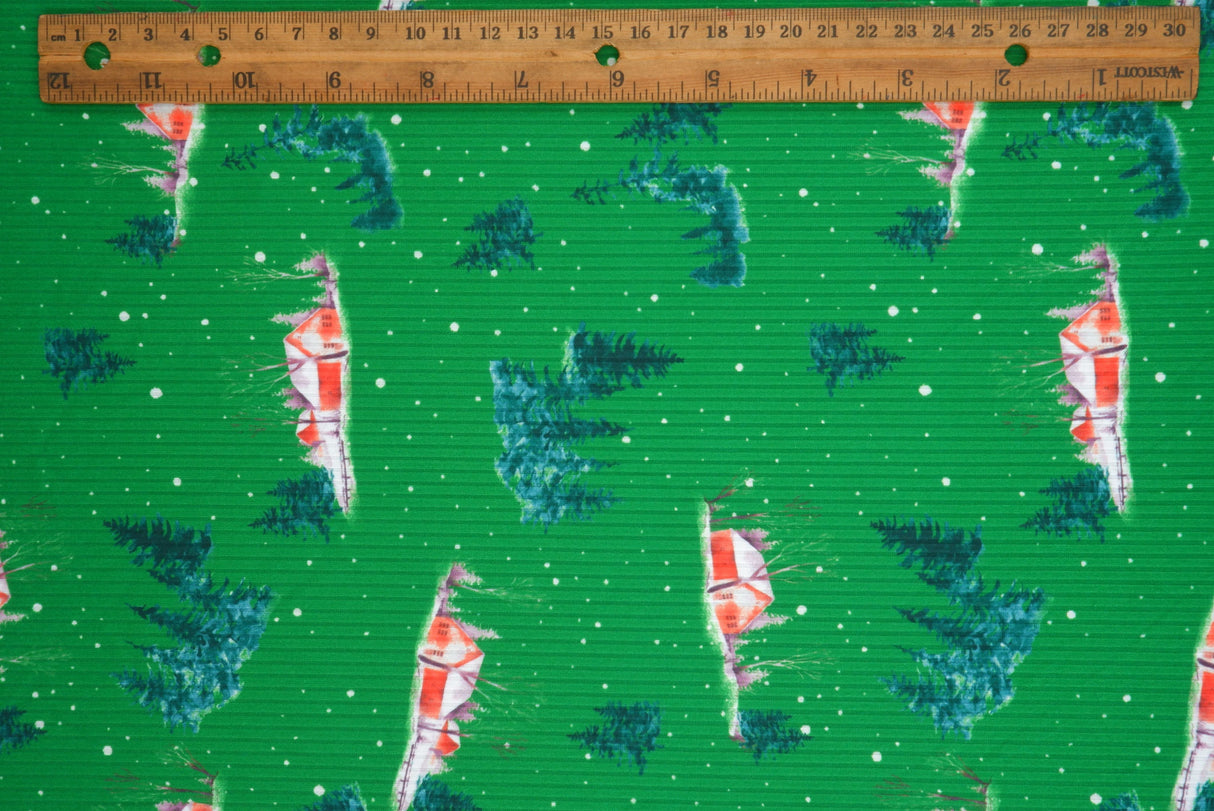 Christmas Print Rib Knit Fabric