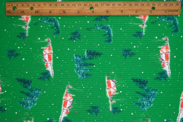 Christmas Print Rib Knit Fabric
