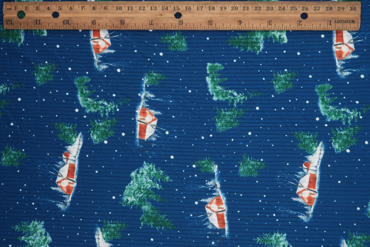Christmas Print Rib Knit Fabric