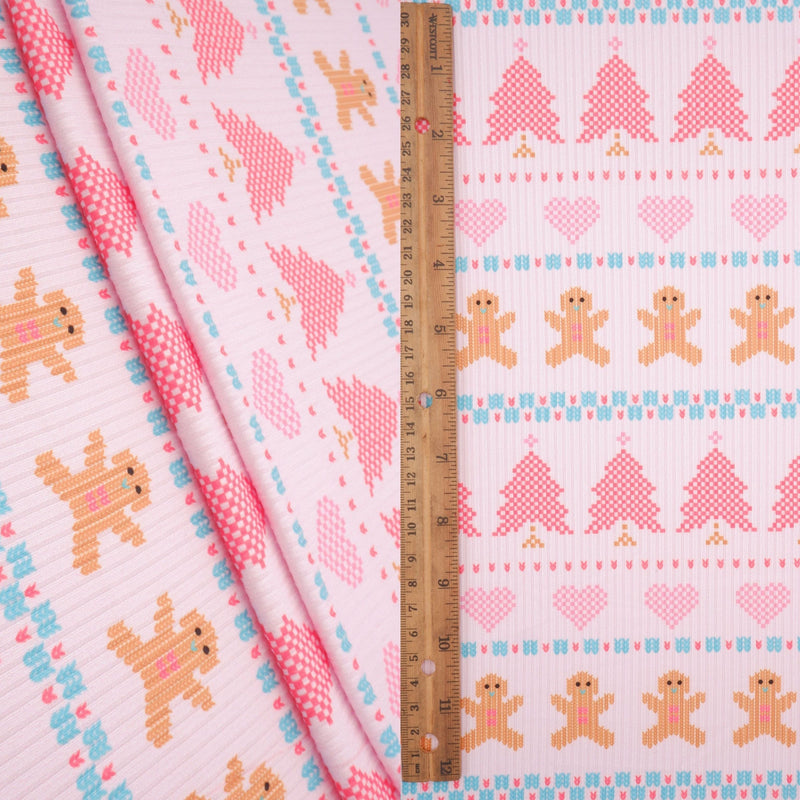 Christmas Print 4x2 Rib Knit