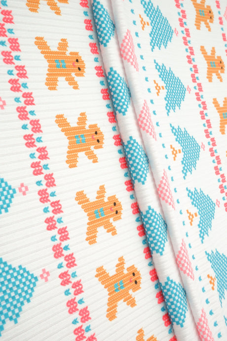 Christmas Print 4x2 Rib Knit