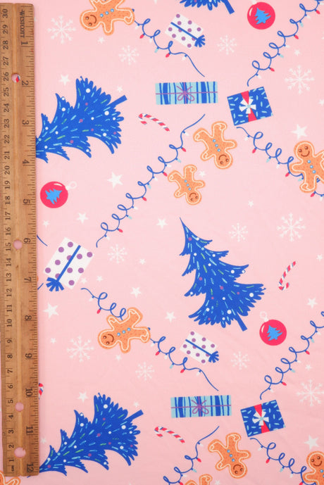 Gingerbread Christmas Rib Knit Print