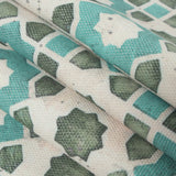 Spa Blue/Green Geometric Floral Outdoor Canvas