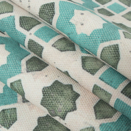 Spa Blue/Green Geometric Floral Outdoor Canvas