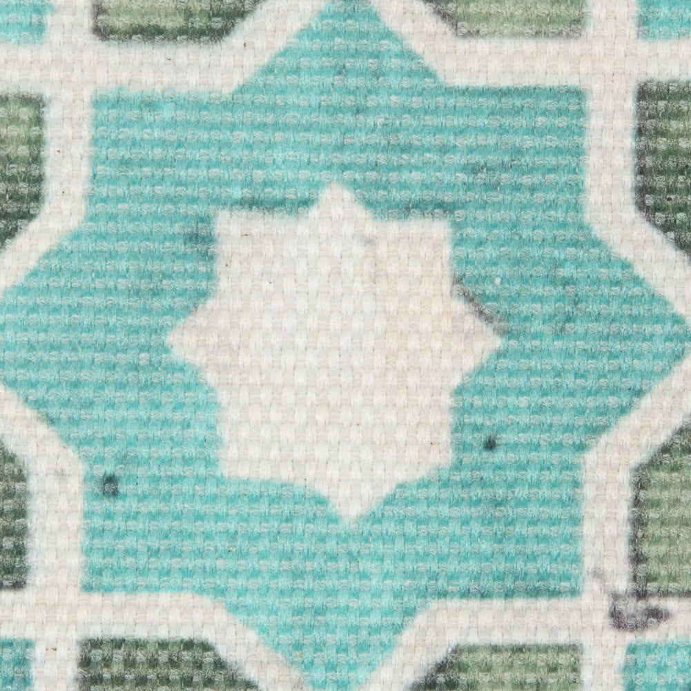 Spa Blue/Green Geometric Floral Outdoor Canvas