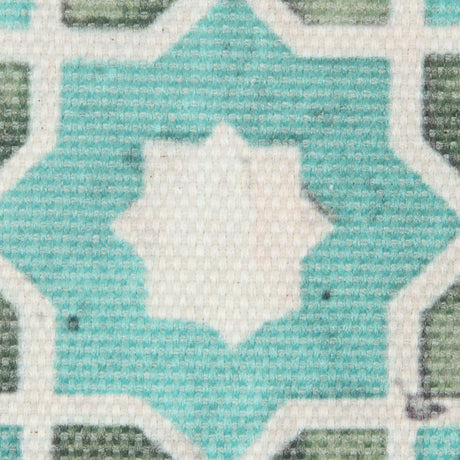 Spa Blue/Green Geometric Floral Outdoor Canvas