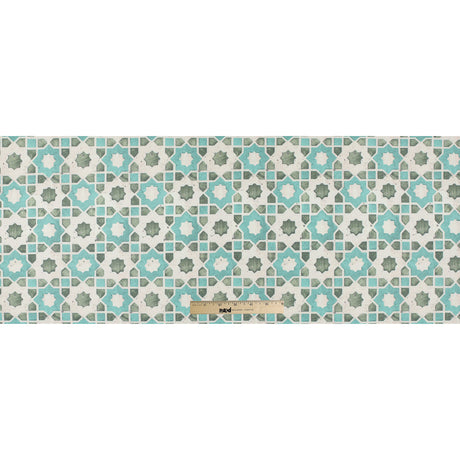 Spa Blue/Green Geometric Floral Outdoor Canvas