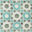 Spa Blue/Green Geometric Floral Outdoor Canvas