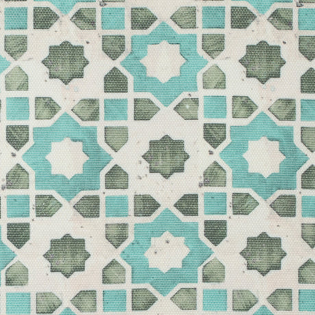 Spa Blue/Green Geometric Floral Outdoor Canvas