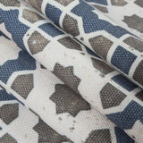 Denim/Green Geometric Floral Outdoor Canvas