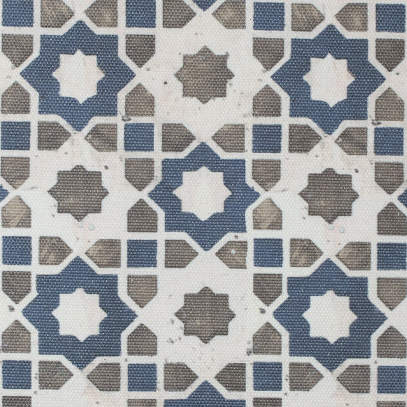 Denim/Green Geometric Floral Outdoor Canvas