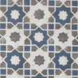 Denim/Green Geometric Floral Outdoor Canvas
