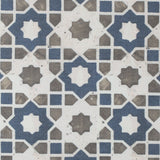 Denim/Green Geometric Floral Outdoor Canvas