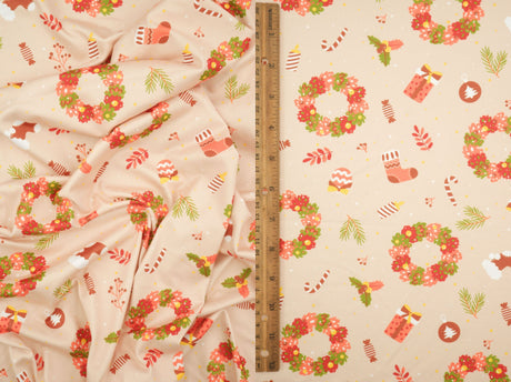 Christmas Wreath DTY Brushed Knit Fabric