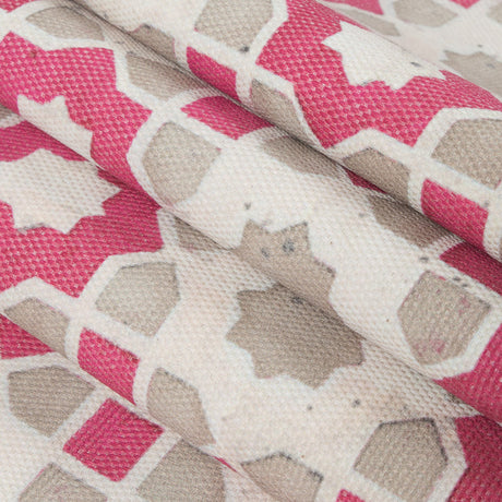 Pink/Beige Geometric Floral Outdoor Canvas