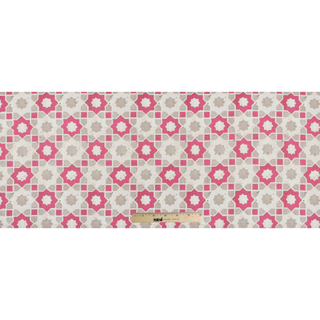Pink/Beige Geometric Floral Outdoor Canvas