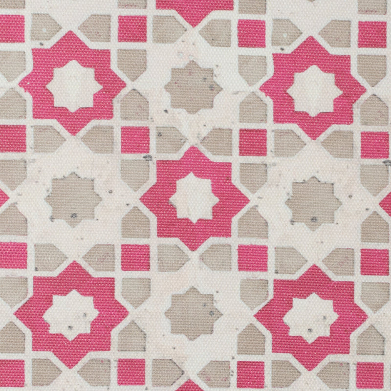 Pink/Beige Geometric Floral Outdoor Canvas