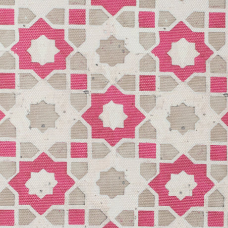 Pink/Beige Geometric Floral Outdoor Canvas