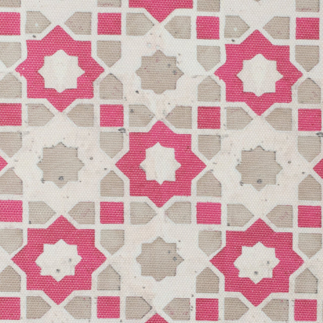 Pink/Beige Geometric Floral Outdoor Canvas