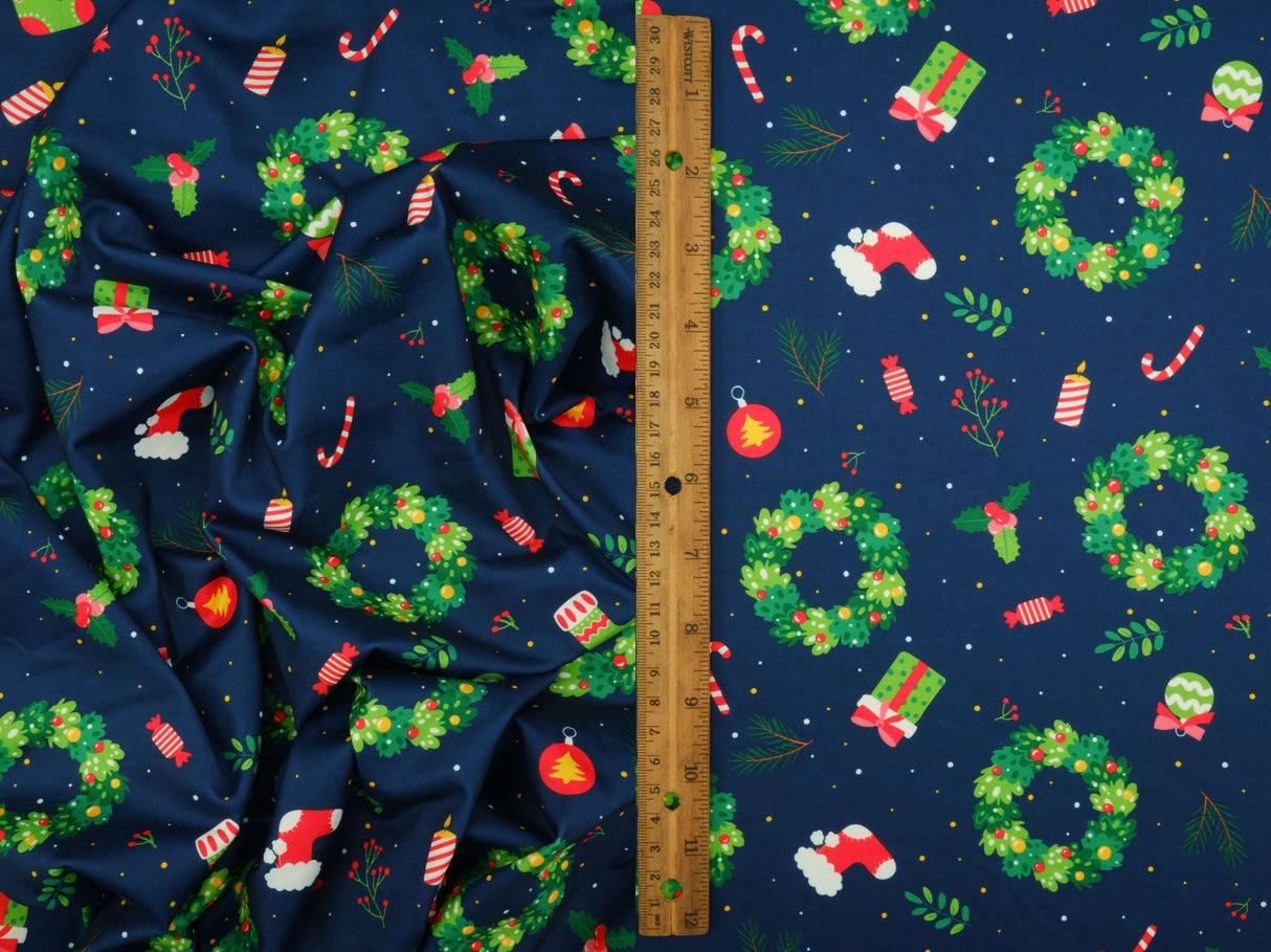 Christmas Wreath DTY Brushed Knit Fabric