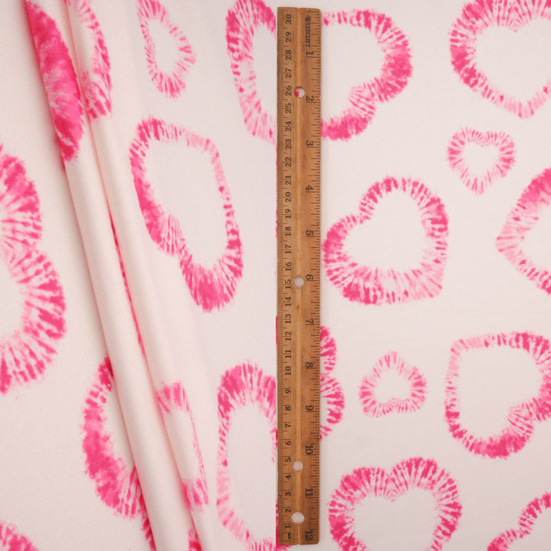 Heart Print DTY Brushed Knit Fabric