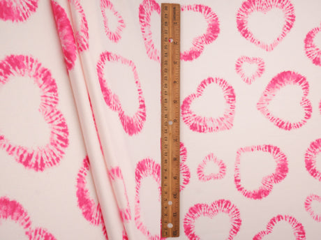 Heart Print DTY Brushed Knit Fabric
