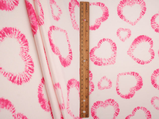 Heart Print DTY Brushed Knit Fabric