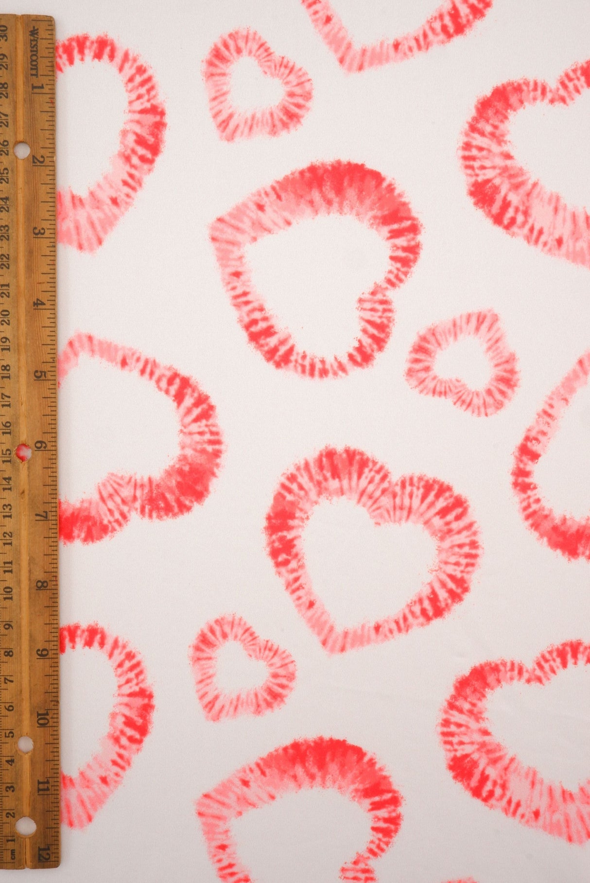 Heart Print DTY Brushed Knit Fabric