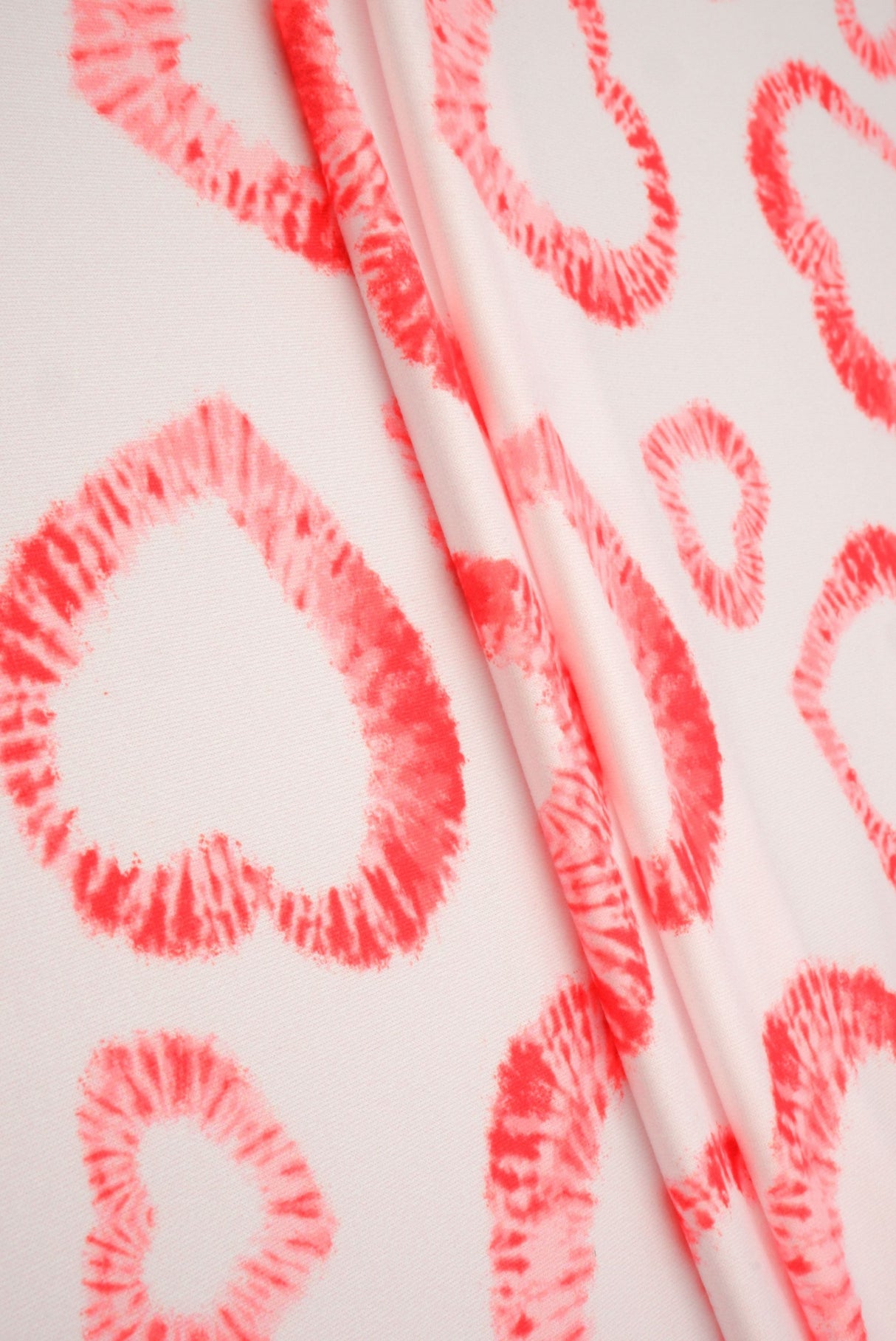Heart Print DTY Brushed Knit Fabric