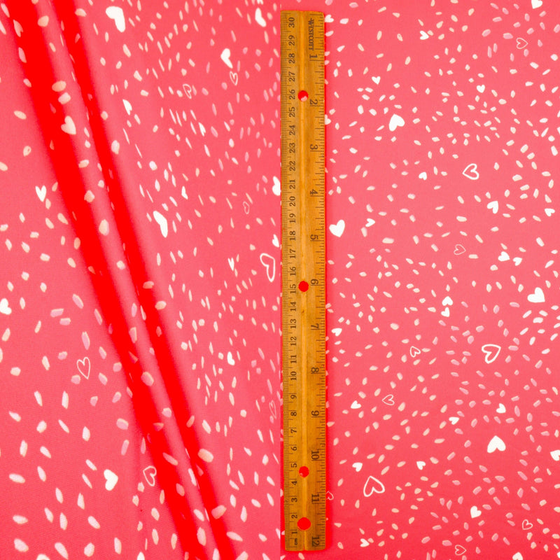 Heart Print DTY Brushed Knit Fabric