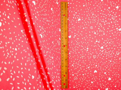 Heart Print DTY Brushed Knit Fabric